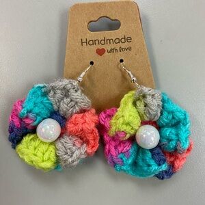 Handmade Colorful Crochet Flower Earrings